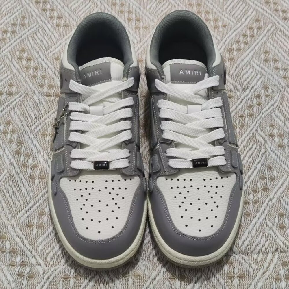 AMIRI Skel Top Low Grey & White Leather Sneakers
